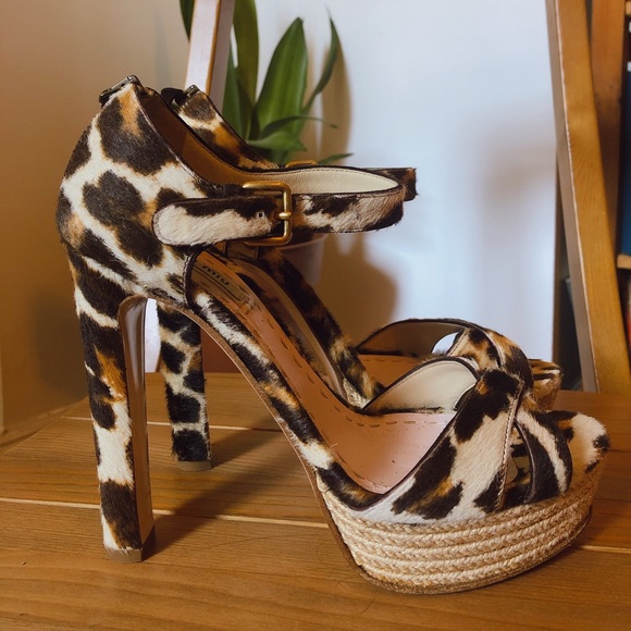 Miu Miu Shoes - Miu Miu Leopard Print Platform Heels 37.5 HL